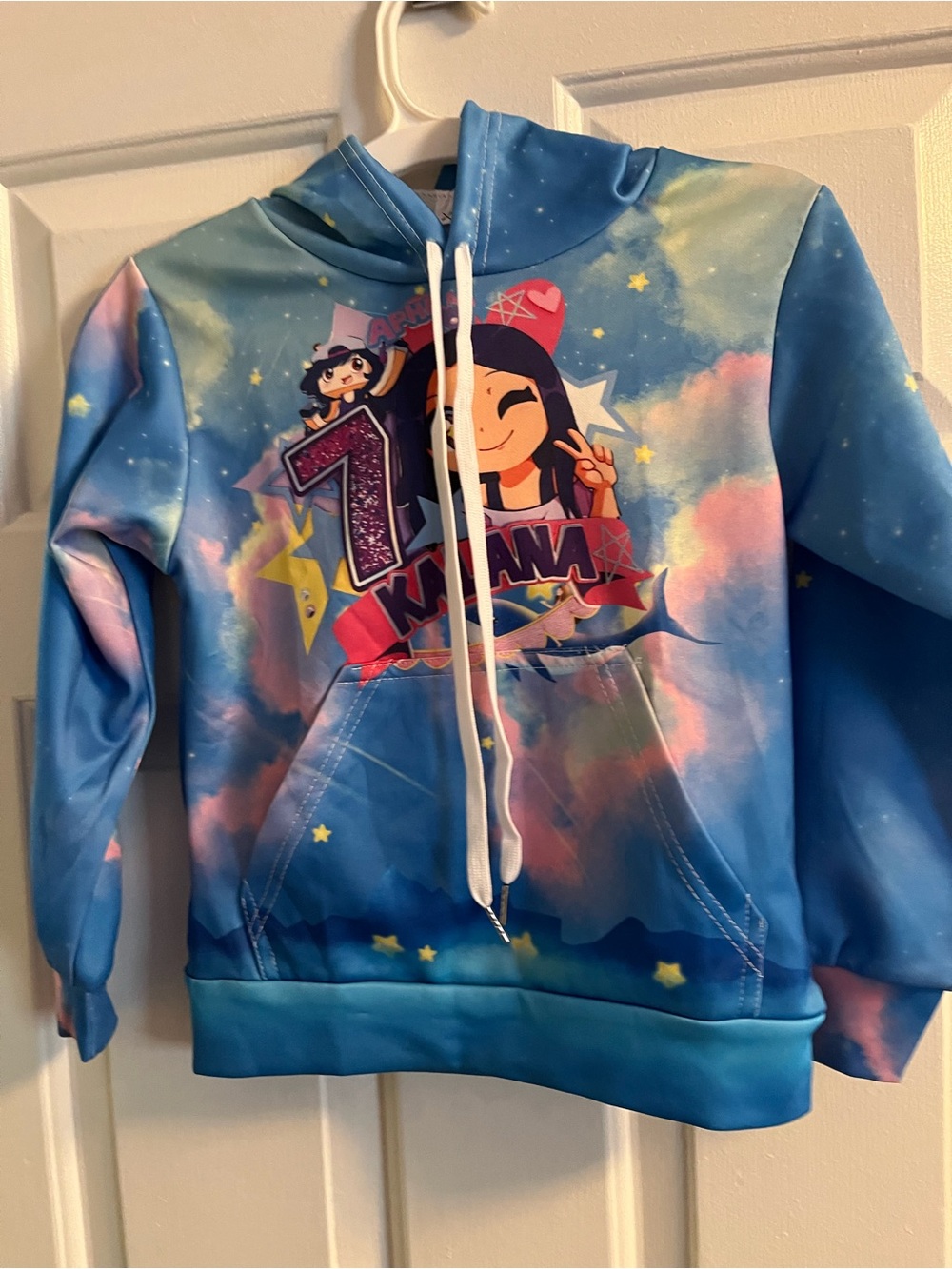 Blue Kids Graphic Hoodie with Cartoon Star Print